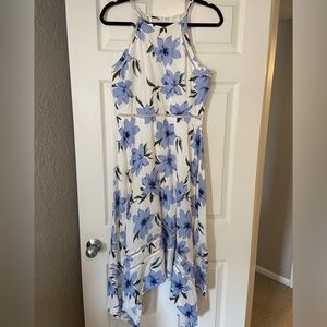 Lulus blue and white floral midi dress